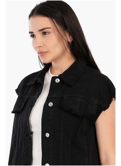 Carina Raw Hem Denim Vest  - Image 4