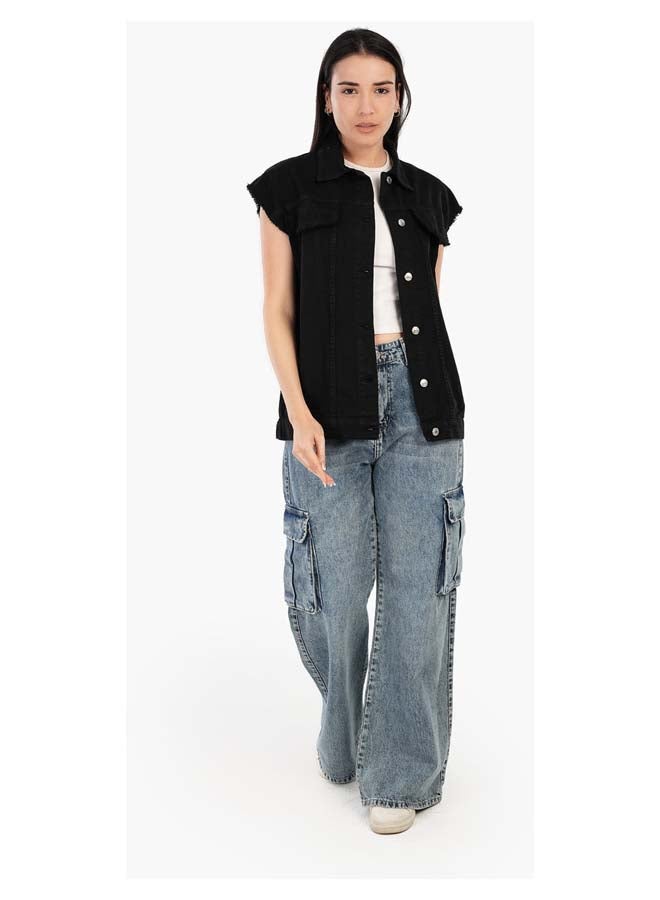 Carina Raw Hem Denim Vest  - Image 5