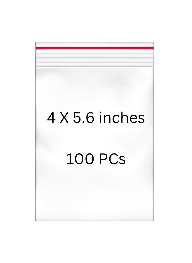 Nice Pack 100 Pieces 4 x 5.6 inches Clear Zip and Lock Bags - Resealable Plastic Zipper Bags  - Image 1