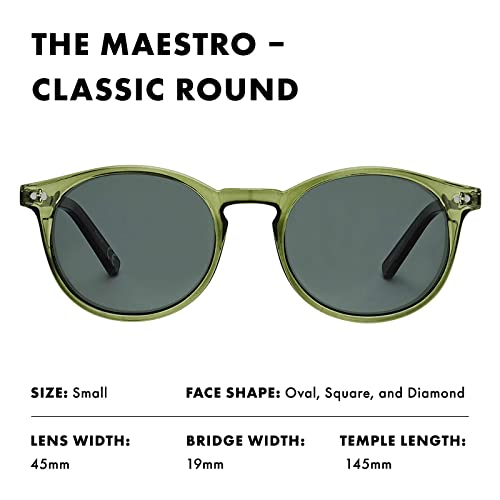 PRIVÉ REVAUX Prive Revaux The Maestro Classic Round Sunglasses – Polarized, 100% UV Protection – For Men & Women – Hunter Green - Image 3