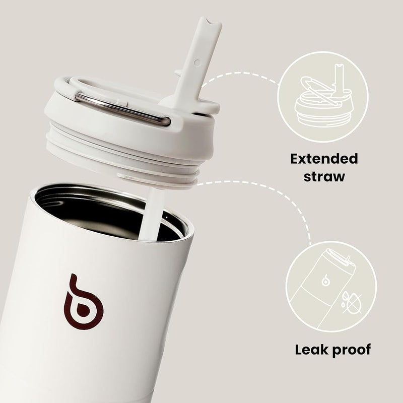BOTTLE BOTTLE Insulated Water Bottle 24oz with Straw Lid and Handle for Sports Travel Gym Stainless Steel Water Bottles Double-Wall Vacuum Metal Thermos Bottles Leak Proof BPA-Free (Light Gray) - Image 3