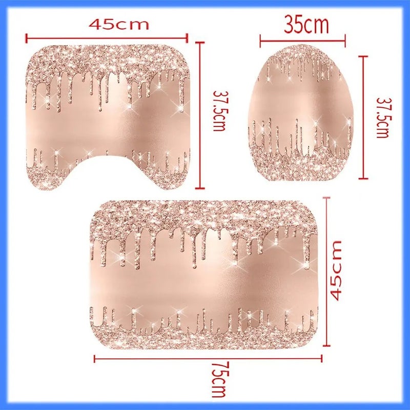 Y&D High Quality 4-Piece Bathroom Rug Set New Waterproof Cute Luxury 3D Printed Shower Curtain Polyester Material - Image 4