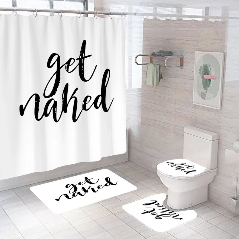 Y&D High Quality 4-Piece Bathroom Rug Set New Waterproof Cute Luxury 3D Printed Shower Curtain Polyester Material - Image 1