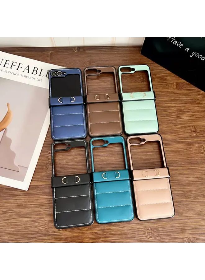 Black Minimalist Down Jacket Phone Case With Hand Strap For Samsung Galaxy Z Flip 6 - Image 2