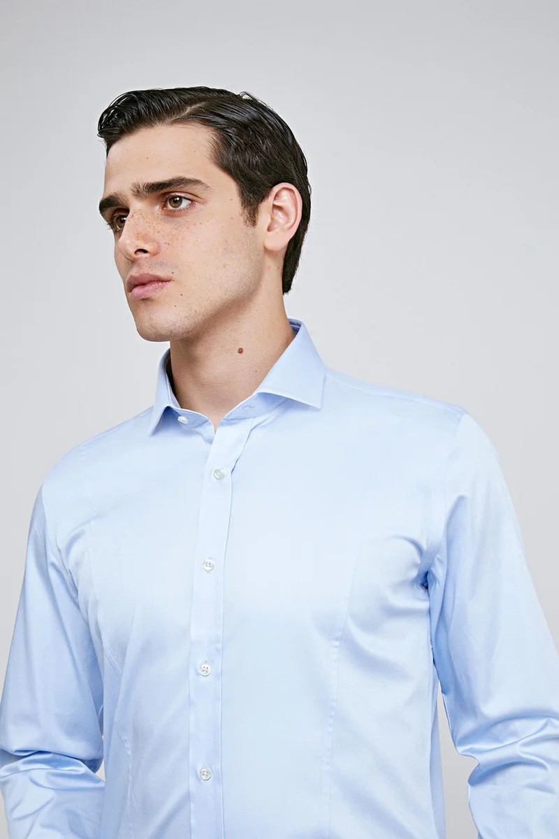 D'S DAMAT Ds Damat Slim Fit Blue Plain Shirt