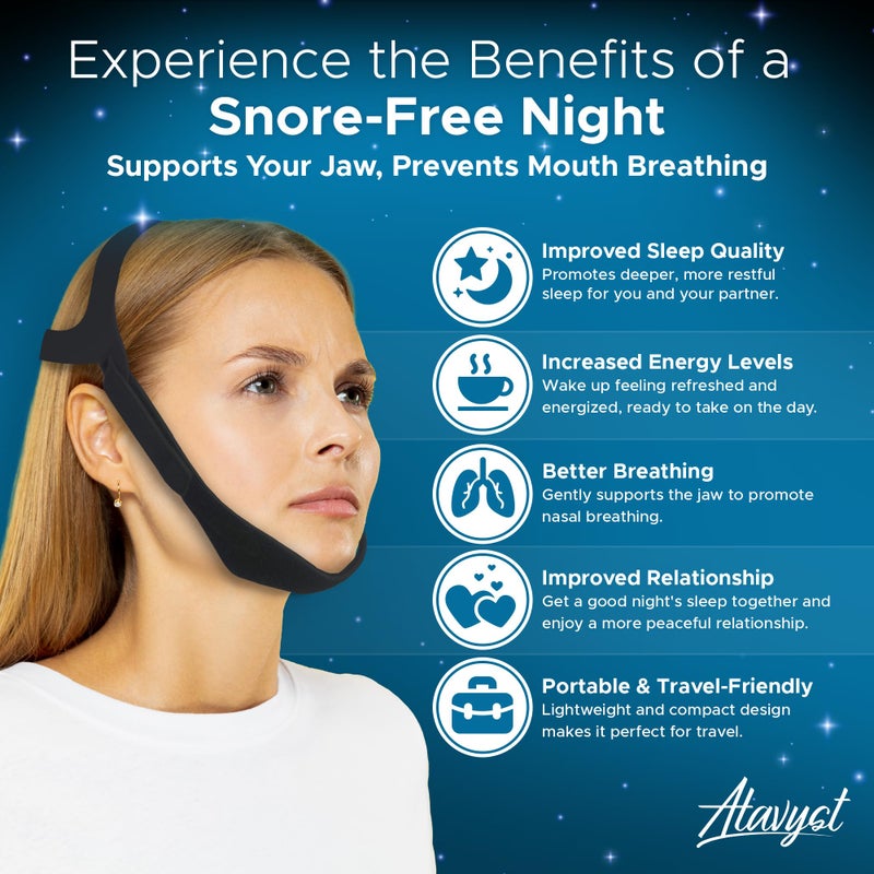 Atavyst Anti Snoring Chin Strap for Men and Women CPAP Users - Airflow Jaw Strap - Effective Snore Solution for Excessive Snoring - Image 4