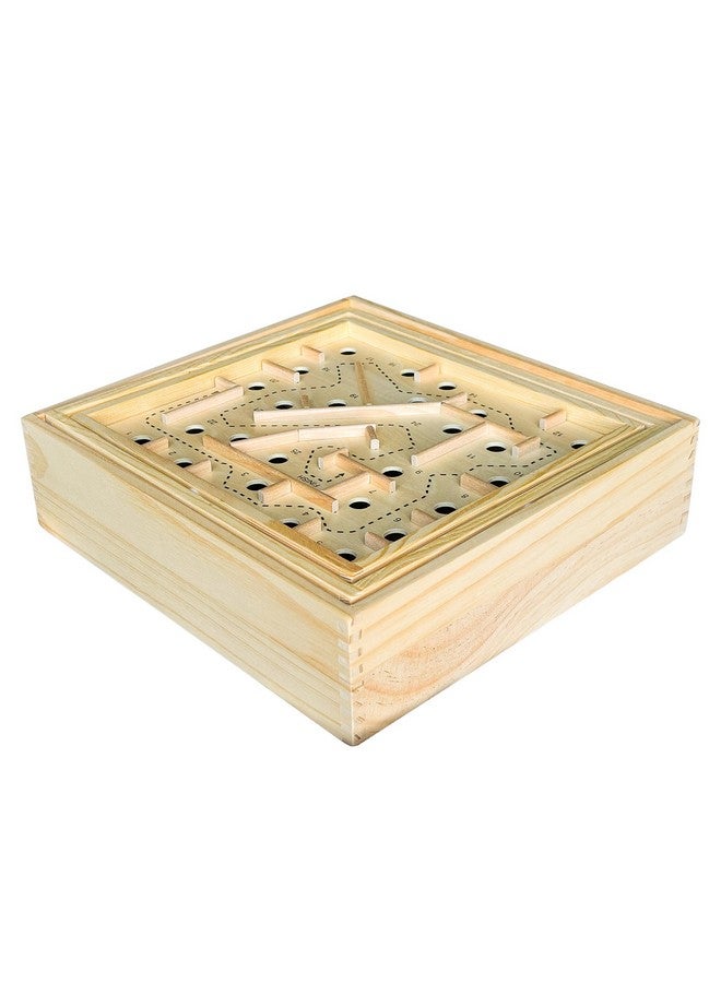 Sterling Games Wooden Labyrinth with 3 Swappable Boards - Classic Maze Game with 60, 36, and 25 Waypoints - Wooden Tilt Puzzle with Knob Control and 3 Steel Marbles for Kids Age 6+ - Image 4