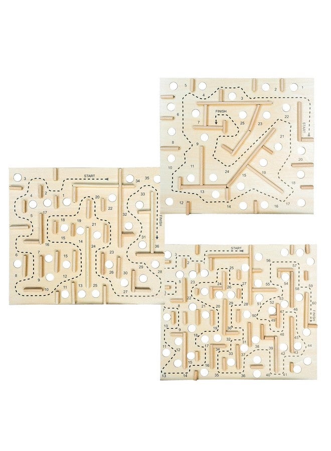 Sterling Games Wooden Labyrinth with 3 Swappable Boards - Classic Maze Game with 60, 36, and 25 Waypoints - Wooden Tilt Puzzle with Knob Control and 3 Steel Marbles for Kids Age 6+ - Image 3