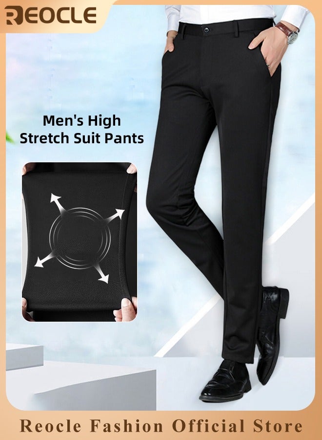 Men's Dress Pant Fashion Slim Fit Suit Pants Classic Fit Flat Front Straight Formal Pants Wrinkle Free Expandable Waist Suit Pants image 2