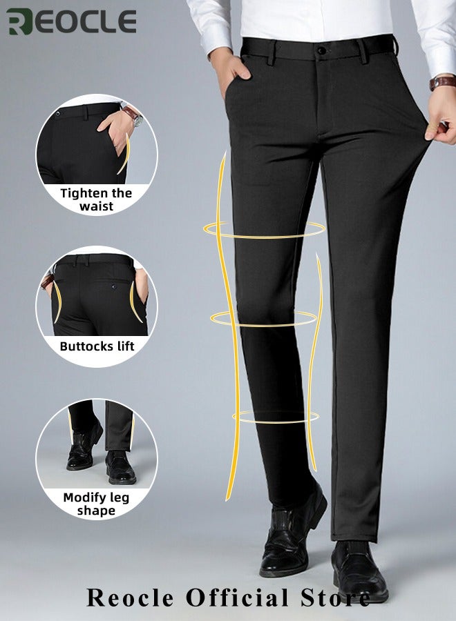 Men's Dress Pant Fashion Slim Fit Suit Pants Classic Fit Flat Front Straight Formal Pants Wrinkle Free Expandable Waist Suit Pants image 4