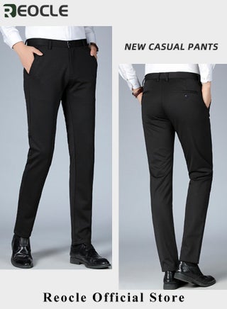 Men's Dress Pant Fashion Slim Fit Suit Pants Classic Fit Flat Front Straight Formal Pants Wrinkle Free Expandable Waist Suit Pants - view 5