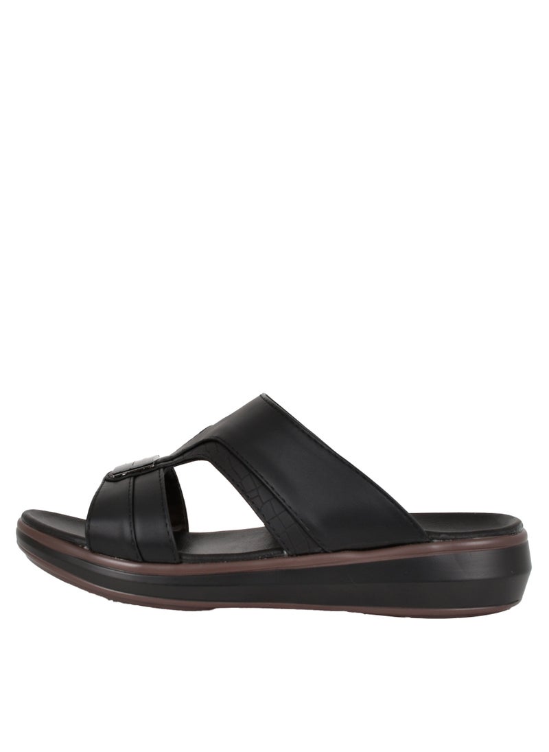 Egoss - Mens Patterned Strap Arabic Sandals Black - Image 1