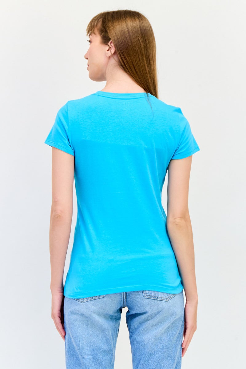 GAP Women Crew Neck Short Sleeves Brand Logo T-Shirt, Blue - Image 4