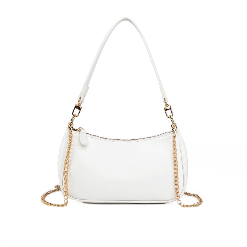 Gumhay Shoulder Bag for Women with 2 Removable Straps and Zipper Closure Crossbody Bags Clutch Tote HandBags Purses (White) - Image 1