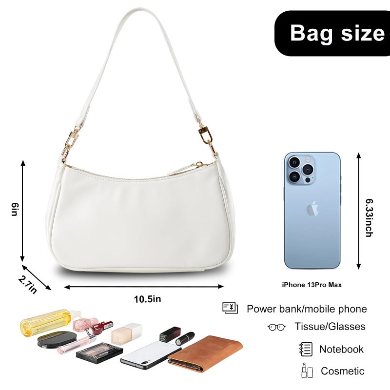 Gumhay Shoulder Bag for Women with 2 Removable Straps and Zipper Closure Crossbody Bags Clutch Tote HandBags Purses (White) - Image 5