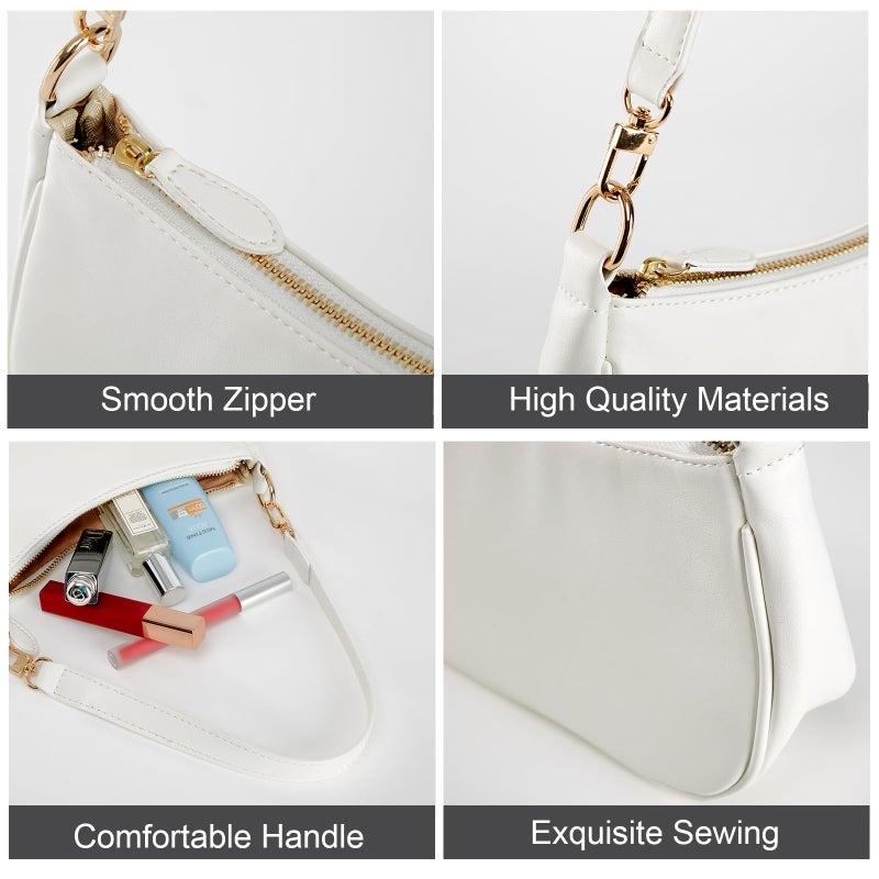 Gumhay Shoulder Bag for Women with 2 Removable Straps and Zipper Closure Crossbody Bags Clutch Tote HandBags Purses (White) - Image 4