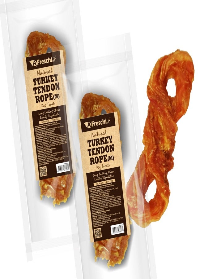 A Freschi srl Turkey Tendons for Dogs, Long-Lasting, Hypoallergenic Rawhide Alternative, Human Grade, Healthy Puppy Chews, Natural Dog Treats for Medium Dogs, Rope (M), 2 Count Pack - Image 1
