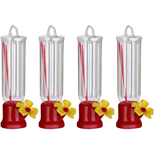 VIMOA Mini Hummingbird Feeder 4 Pack 2.3oz Small Nectar Plastic Red Cute Hummingbird Feeders with Hanging Wires for Outdoor - Image 1