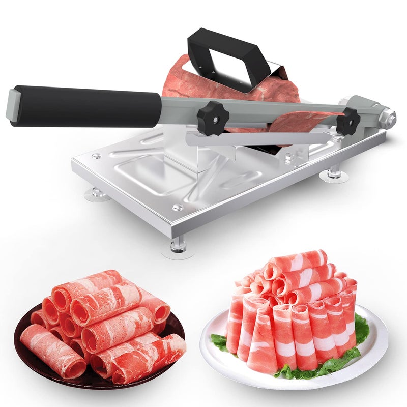 Koconic Stainless Steel Food Slicer,Manual Frozen Meat Slicer Beef and Mutton Roll Meat Cleavers Machine for Home Cooking of BBQ Hot Pot - Image 1