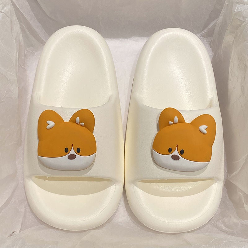 Popular Slippers Cartoon Yellow Face Dog Fashion Couple Summer Indoor And Outdoor Wear Eva Non-Slip Bathroom Outing Slippers - Image 4