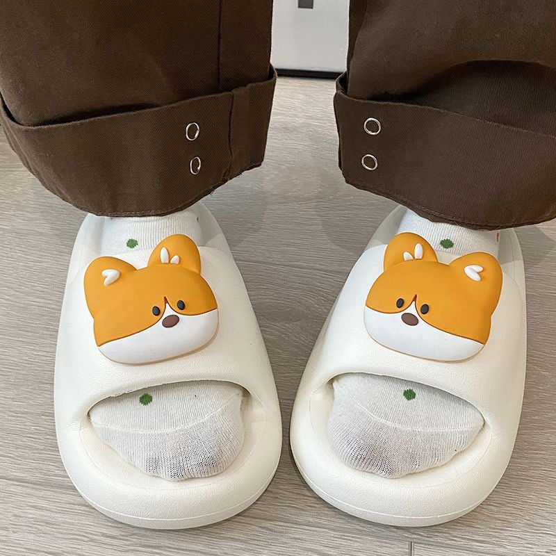 Popular Slippers Cartoon Yellow Face Dog Fashion Couple Summer Indoor And Outdoor Wear Eva Non-Slip Bathroom Outing Slippers - Image 3