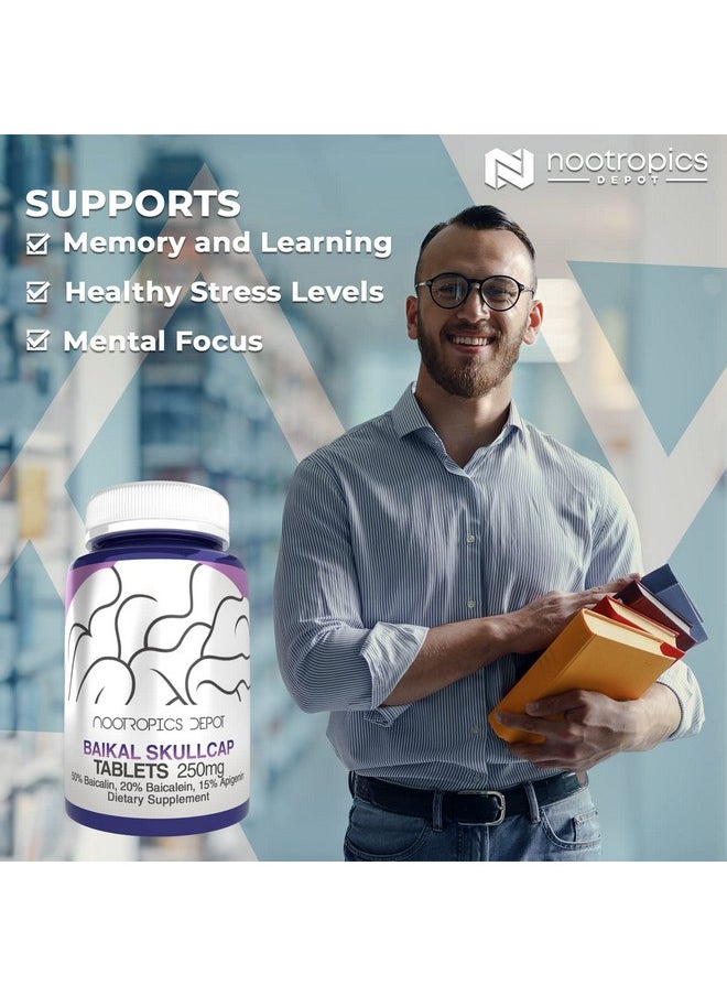 Nootropics Depot - Baikal Skullcap Extract Tablets ; 250Mg ; 120 Count ; >15% Apigenin 20% Baicalein 50% Baicalin - Image 1