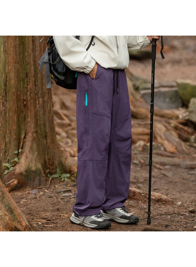 Izexx Men's Casual Pants Autumn Outdoor Hiking Straight Loose Fit Cargo Pants Zt25 Dark Night Purple 2XL - Image 4