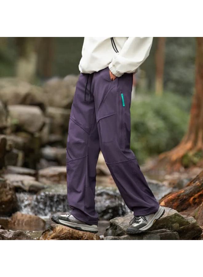 Izexx Men's Casual Pants Autumn Outdoor Hiking Straight Loose Fit Cargo Pants Zt25 Dark Night Purple 2XL - Image 5