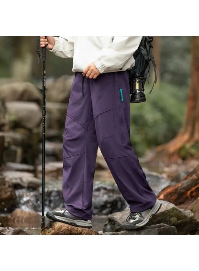 Izexx Men's Casual Pants Autumn Outdoor Hiking Straight Loose Fit Cargo Pants Zt25 Dark Night Purple 2XL - Image 1
