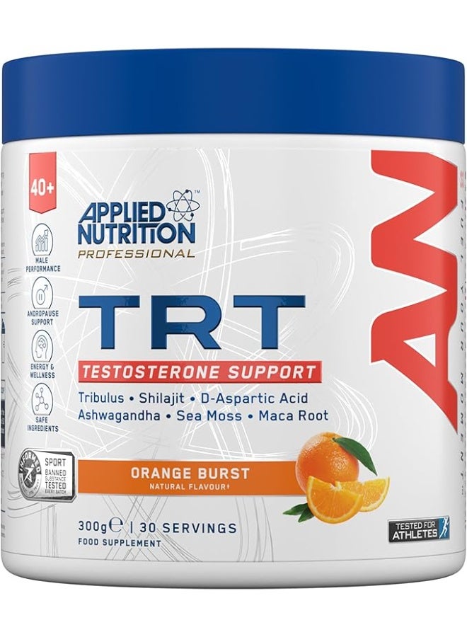 Applied Nutrition TRT Testosterone Hormone Booster | Zinc, Magnesium, D-Aspartic Acid, Maca, Ashwagandha & Sea Moss | Informed Sport – Orange Burst (300g – 30 Servings) - Image 1