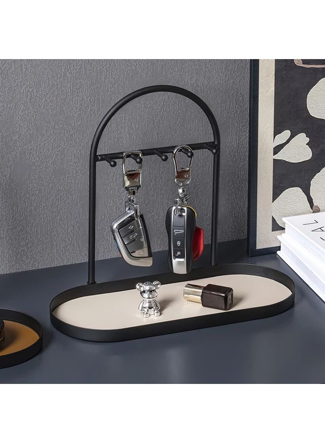 Brown Leather Key Holder Organizer With Hooks For Keys Watches Jewelry - Image 5