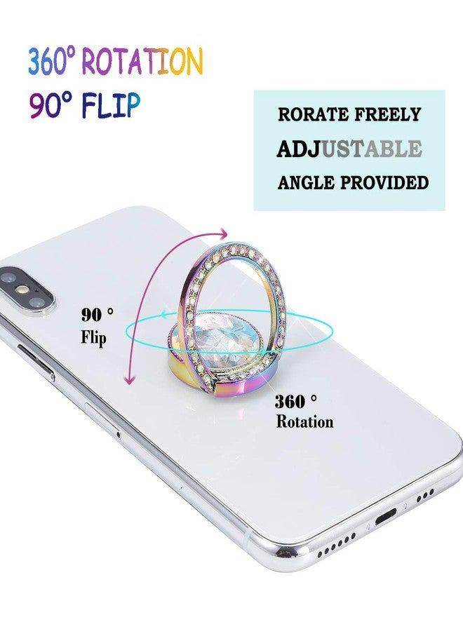 lenoup Iridescent Glitter Bling Bling Phone Ring Holder,Sparkle Phone Ring Artificial Diamond Stand,Rhinestone Cell Phone Finger Ring(Rainbow) - Image 4