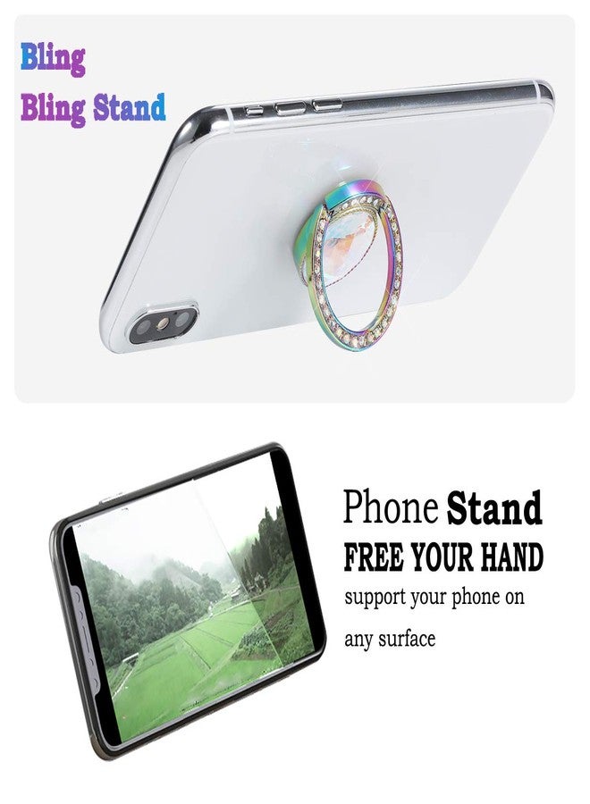 lenoup Iridescent Glitter Bling Bling Phone Ring Holder,Sparkle Phone Ring Artificial Diamond Stand,Rhinestone Cell Phone Finger Ring(Rainbow) - Image 5
