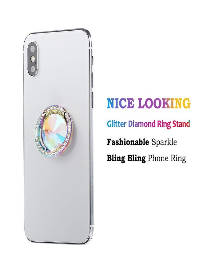 lenoup Iridescent Glitter Bling Bling Phone Ring Holder,Sparkle Phone Ring Artificial Diamond Stand,Rhinestone Cell Phone Finger Ring(Rainbow) - Image 2