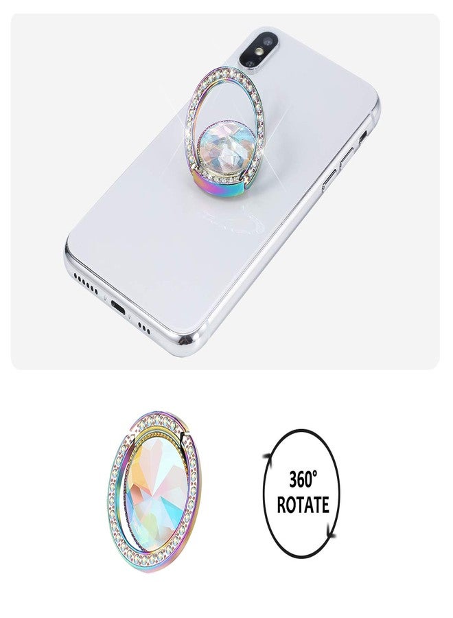 lenoup Iridescent Glitter Bling Bling Phone Ring Holder,Sparkle Phone Ring Artificial Diamond Stand,Rhinestone Cell Phone Finger Ring(Rainbow) - Image 3