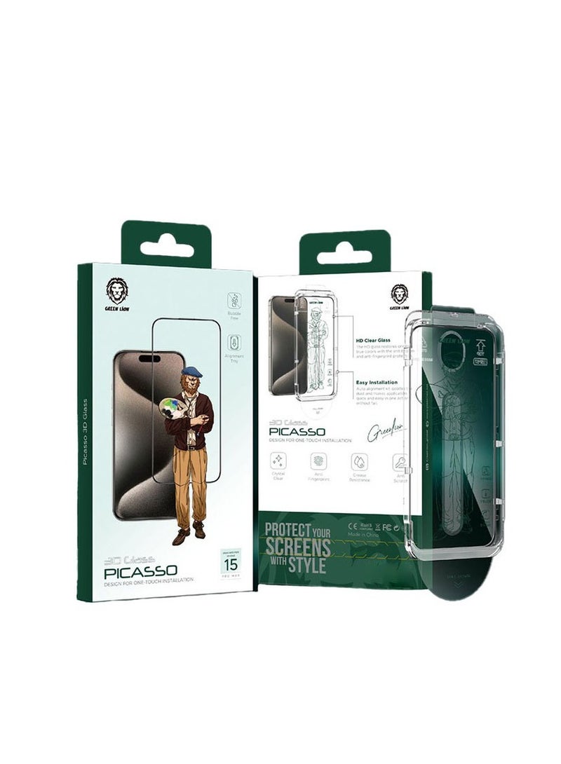 GREEN LION Picasso 3D Glass With Alignment Tray for iPhone 15 Pro - Privacy Black - Image 4