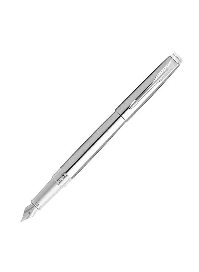 Parker Aster Shiny Chrome |Gold Trim |Fountain Pen - Medium Nib - Image 2