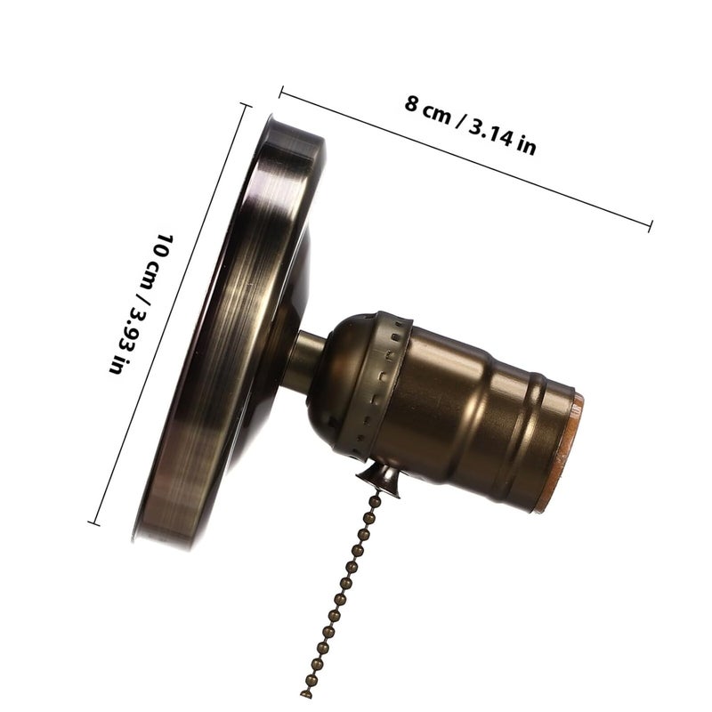 حامل مصباح سلسلة السحب العتيق، مقبس مصباح حائط بأسلوب رجعي، تركيبة DIY للمصابيح السقفية والجدارية بتصميم دقيق مستقر بلون برونزي عتيق - Image 2
