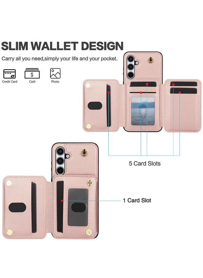 S-TOP Case For Samsung Galaxy A55 5G YM006 Skin Feel Zipper Card Bag Phone Case with Dual Lanyard - Image 3