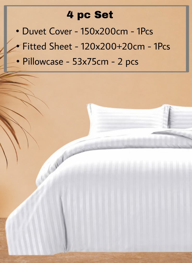 REDTOMMY طقم أغطية سرير دوفية مكون من 4 قطع بحجم فردي - غطاء دوف (150x200 سم)، ملاءة مشدودة (120x200+20 سم) و 2 غطاء وسادة (53x75 سم)، اللون - أبيض - Image 2