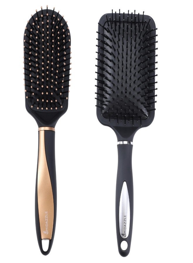 Omidazzle Midazzle Premium Hair Brush Set, Black and Gold, Paddle Style, Pack of 2 - Image 2