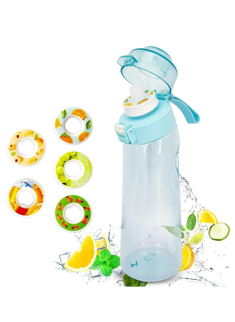 Oasisgalore - 22oz Sports Water Bottle with 5 Zero-Sugar Fruit Flavor Pods - Gym, Outdoor, Air-Infused Design (Blue) - Image 1