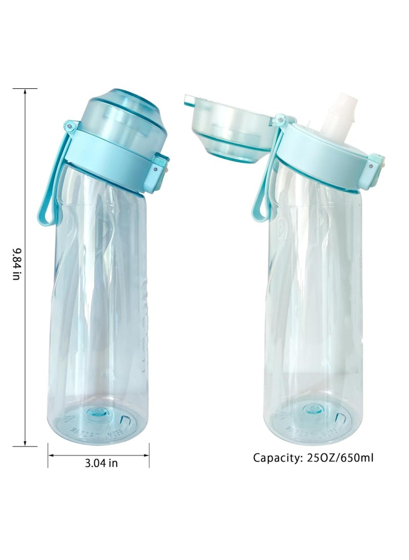 Oasisgalore - 22oz Sports Water Bottle with 5 Zero-Sugar Fruit Flavor Pods - Gym, Outdoor, Air-Infused Design (Blue) - Image 1