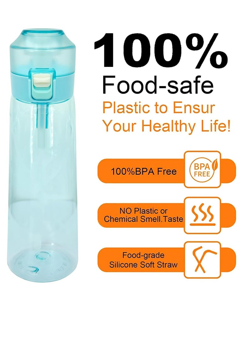 Oasisgalore - 22oz Sports Water Bottle with 5 Zero-Sugar Fruit Flavor Pods - Gym, Outdoor, Air-Infused Design (Blue) - Image 1