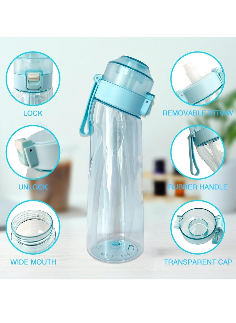 Oasisgalore - 22oz Sports Water Bottle with 5 Zero-Sugar Fruit Flavor Pods - Gym, Outdoor, Air-Infused Design (Blue) - Image 1