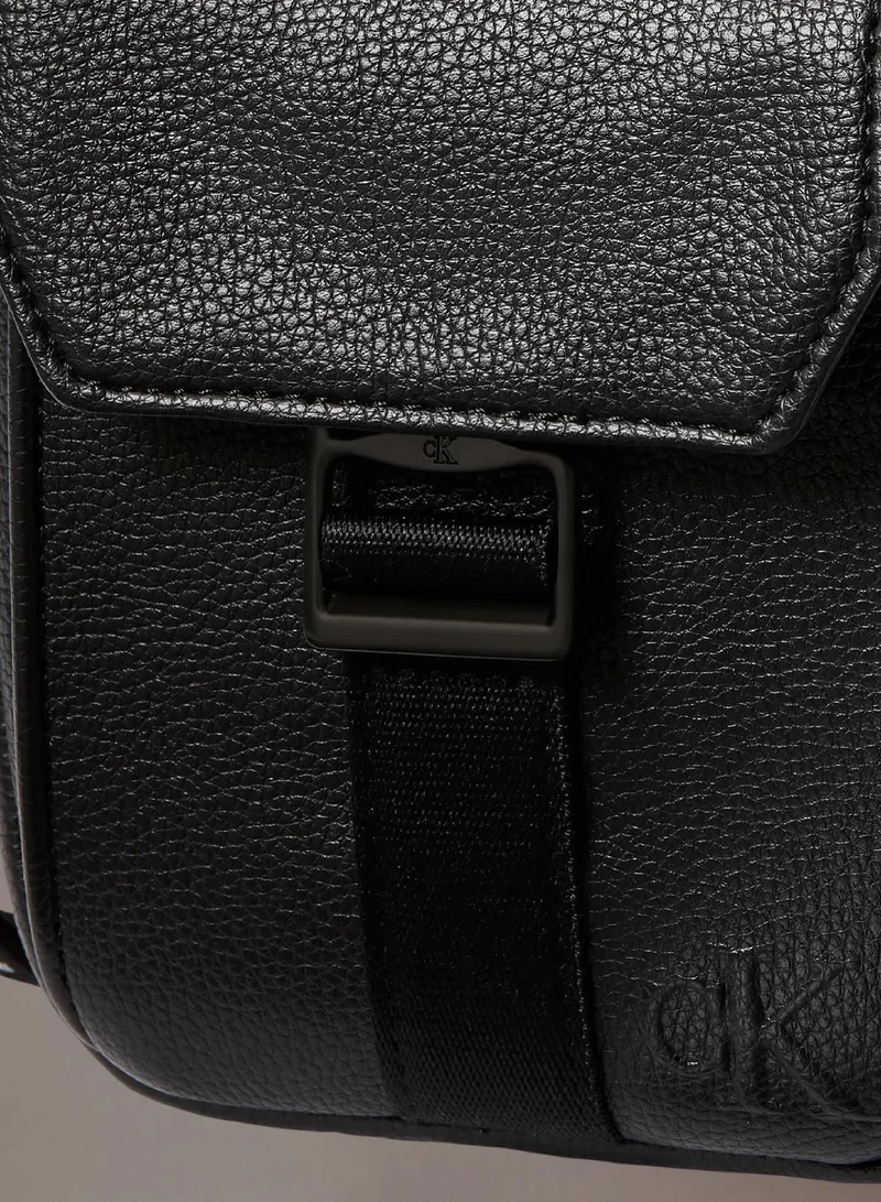 Calvin Klein Black / White Webbing Logo Webbing Slim Reporter Bag for Men | Best Price UAE
