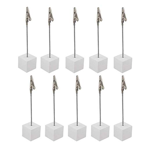 Xiaoyztan Memo Clip, Resin Cube Base Alligator Clip Stands, Place Card Holders for Wedding Table Numbers, Name Cards, Photos, and Party Decorations, 10 Pcs White - Image 1