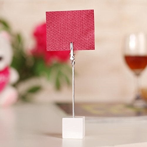 Xiaoyztan Memo Clip, Resin Cube Base Alligator Clip Stands, Place Card Holders for Wedding Table Numbers, Name Cards, Photos, and Party Decorations, 10 Pcs White - Image 5