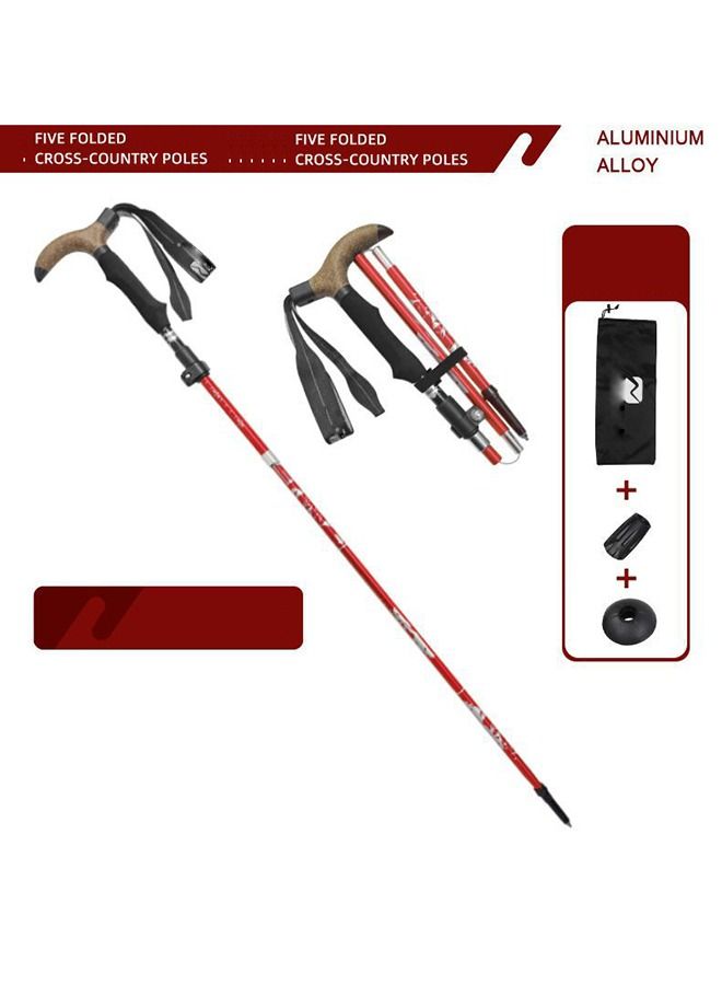 Arabest Aluminum Trekking Poles, Ultra Light Collapsible Walking Sticks, Outdoor Hiking Poles for Seniors, 5 Fold Design, Quick Lock, Curved Handle, with Storage Bag  - Image 1
