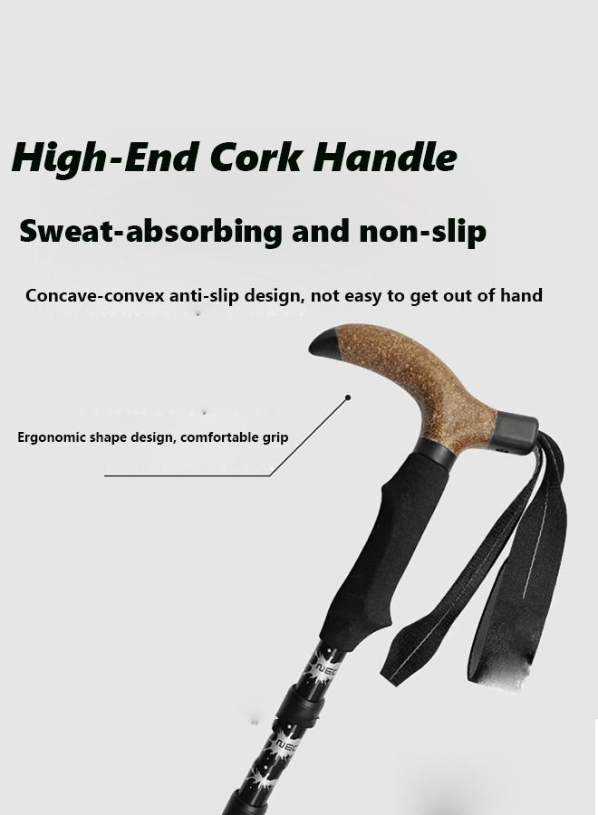 Arabest Aluminum Trekking Poles, Ultra Light Collapsible Walking Sticks, Outdoor Hiking Poles for Seniors, 5 Fold Design, Quick Lock, Curved Handle, with Storage Bag  - Image 2